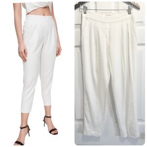 Aritzia Babaton Cohen Linen Pants White/Ivory Espace Cropped Pull On Trousers 2